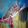 "Mescaline Reptilian" 24 x 24" Mixed media on masonite, 2012