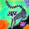 "2 Headed Lemur" 24 x 24" Mixed media on masonite, 2011